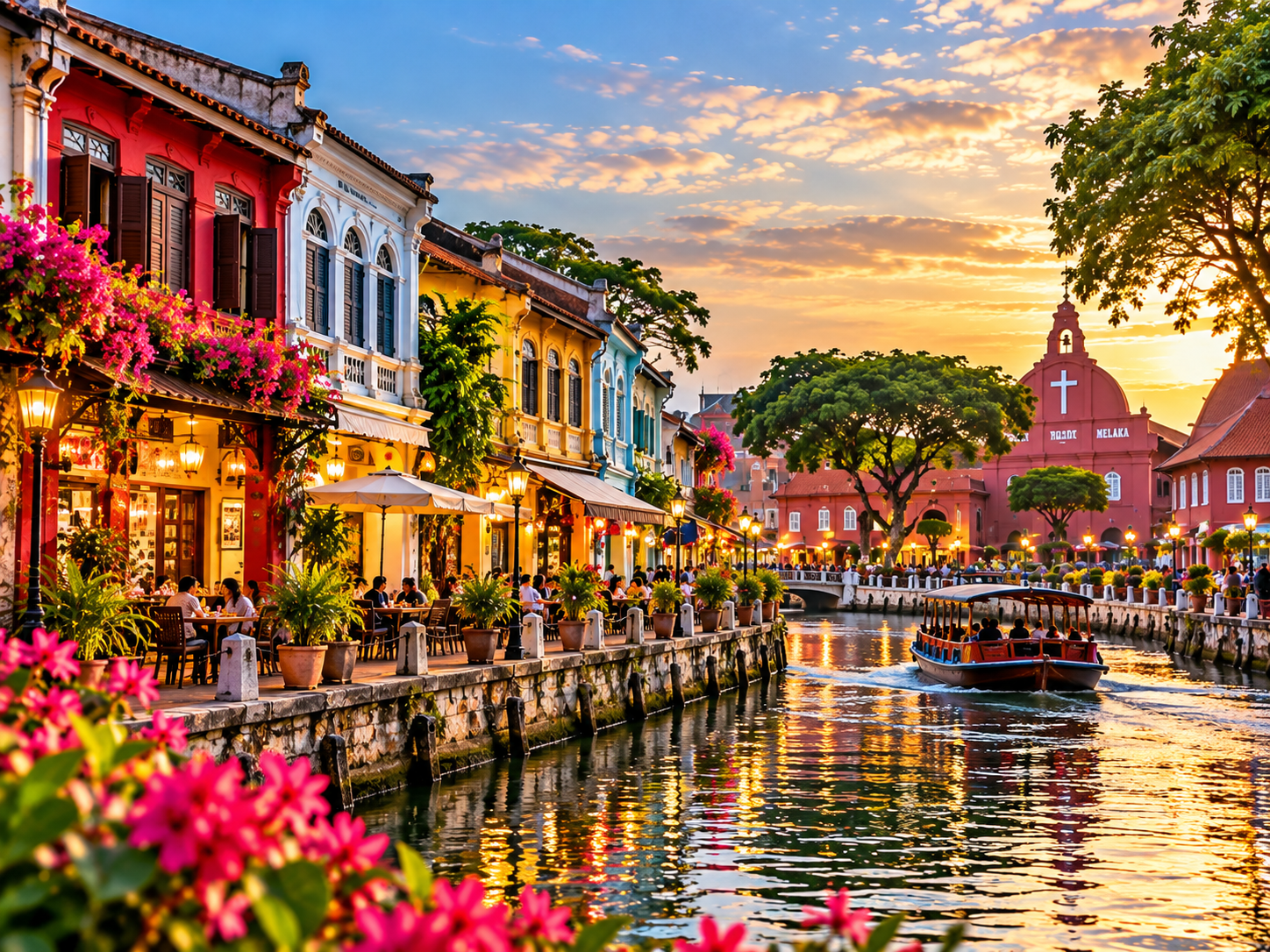 Malacca — historic waterfront colonial buildings